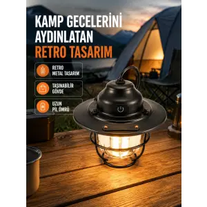 Dekoratif ve Fonksiyonel Taşınabilir Kamp Gece Lambası