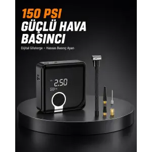 Dijital Ekranlı Diyafram Tip Kompresör 150 PSI Güçlü Motorlu