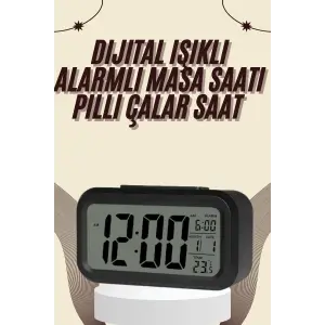 Dijital Masa Saati Termometreli Takvim Çalar Saat Led Ekran Pilli