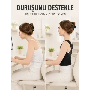 Dik Duruş ve Postür Korsesi Ayarlanabilir Çapraz Lastikli Sırt Bel Desteği
