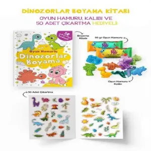 Dinozorlar Boyama Kitabı - Oyun Hamurlu - 3 Yaş +