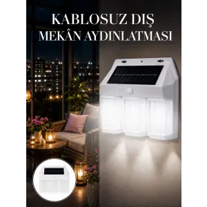 Dış Mekan Solar Duvar Lambası – 120° Hareket Algılama, 3 Işık Modu Yeni Nesil
