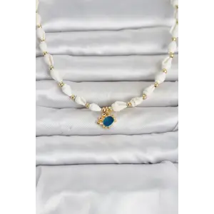 Doğal Deniz Kabuğu Dizili Yengeç Model Kolye