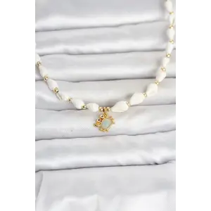 Doğal Deniz Kabuğu Dizili Yengeç Model Kolye