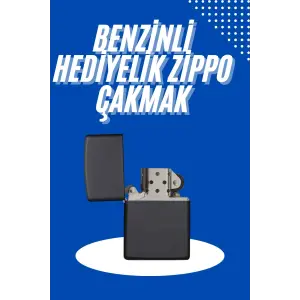 Doldurulabilir Siyah Benzinli Çakmak Metalik