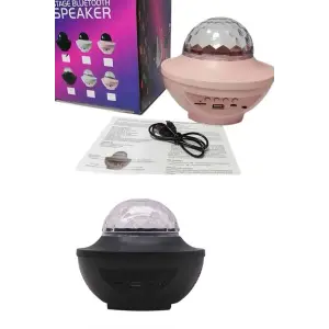Dönen Işıklı Disko Topu Projektör Müzik Çalarlı Disco Speaker