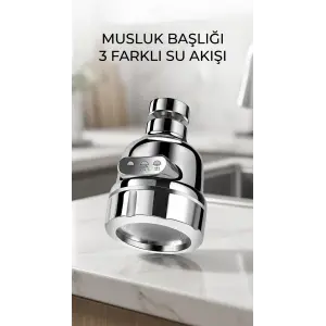 Döner Krom 3 Fonksiyonlu Su Tasarruflu Mutfak Lavabo Aparatı