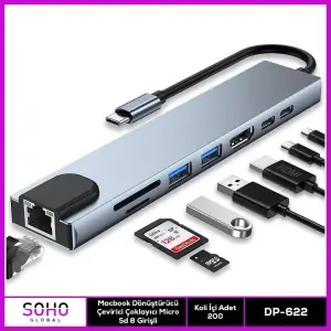 Dönüştürücü Çevirici Çoklayıcı Micro Sd 8 Girişli