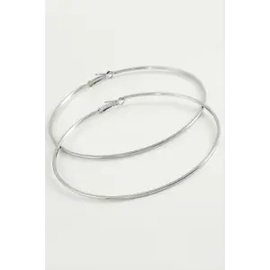 Düz İnce Boru Metal Halka Küpe 8-9-10 cm