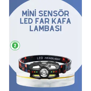 El Sensörlü LED Far Suya Dayanıklı Şarjlı Kafa Lambası