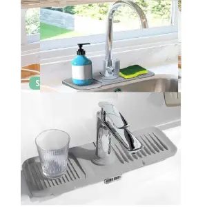 Elastik Mutfak Banyo Musluk Matı Düzenleyici Kaydırmaz Taban Organizer Labo Kenar Matı