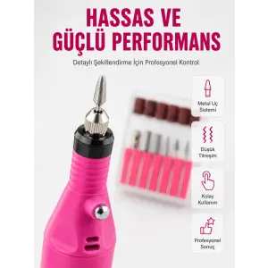 Elektrikli Manikür Pedikür Törpü Seti 6 Başlıklı Yeni Nesil