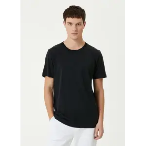 ERKEK Düz Tişört Bisiklet Yaka Regular Fit Yazlık Kısa kol T-Shirt - Siyah