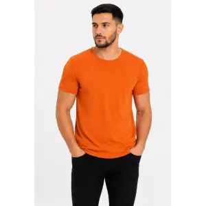Erkek Basic Tişört Bisiklet Yaka Kısa Kol Günlük Yazlık Slim fit T-Shirt - Turuncu