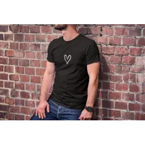 Erkek Kısa Kol Yazlık Tişört Bisiklet Yaka Baskılı Oversize T-Shirt - Siyah