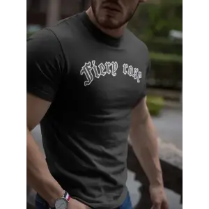 Erkek Tişort Bisiklet Yaka Baskılı kısa kol T-Shirt - Siyah