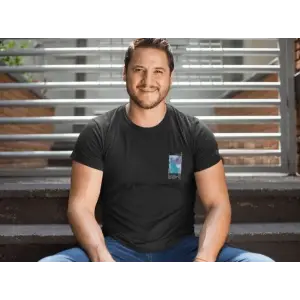 Erkek Tişort  Bisiklet Yaka Baskılı Kısa kol T-Shirt - Siyah