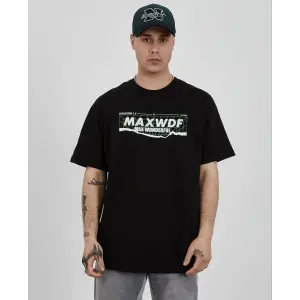 Erkek Kısa Kol Yazlık Tişört Bisiklet Yaka Baskılı Oversize T-Shirt - Siyah
