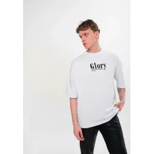 Erkek Kısa Kol Yazlık Tişört Bisiklet Yaka Baskılı Oversize T-Shirt - Siyah