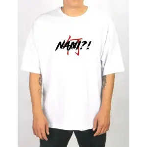 Erkek Kısa Kol Yazlık Tişört Bisiklet Yaka Baskılı Oversize T-Shirt - Beyaz