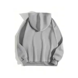 Erkek 3 İplik Pamuklu Kapüşonlu Kanguru Cepli Sweatshirt Hoodie - Boyalı Gri