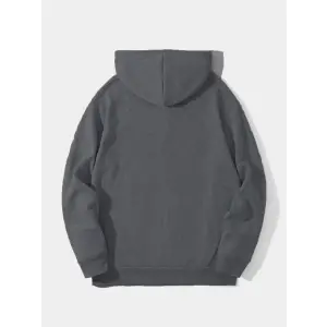Erkek 3 İplik Pamuklu Kapüşonlu Kanguru Cepli Sweatshirt Hoodie -  Füme