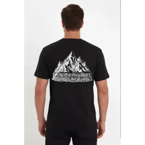 Erkek T-Shirt Nihilist Penguen Baskılı Bisiklet Yaka Kısa kol yazlık Tişört - Siyah
