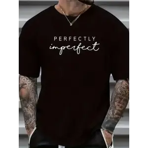 Erkek PERFECTLY Baskılı Tişört Bisiklet yaka yazlık Kısa Kol t-shirt - Siyah