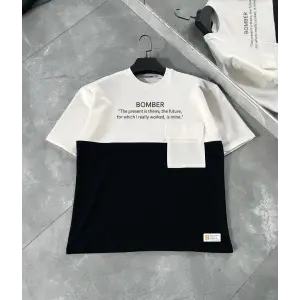 ERKEK Tişört Torba Cepli Parçalı Kısa Kol T-Shirt - iyah