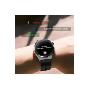 Erkekler için Akıllı Saat, GPS ve Nabız Sensörlü, Suya Dayanıklı, Siyah Kordonlu