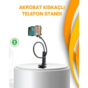 Esnek Gövdeli Mandallı Masaüstü Telefon Tutucu