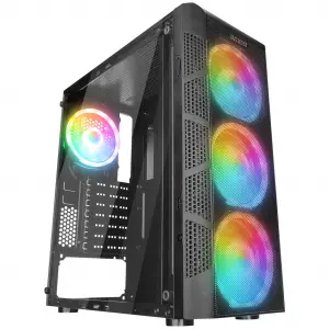 EVEREST CREST-V1, Mesh, PSU Yok, 4x12cm RGB Fan, Temperli Cam Yan Panel, ATX, GAMING KASA