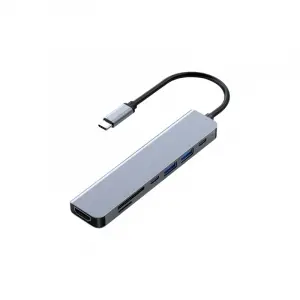 FRISBY FA-7684C TYPE-C - 7 IN1 USB-C+HDMI+SD/TF+USB3.0+PD+USB-C