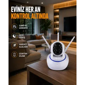 Full HD Akıllı IP Kamera – Gece Görüşlü, Hareket Sensörlü, Çift Yönlü Ses ve Online Kayıt Özellikli Yeni Nesil