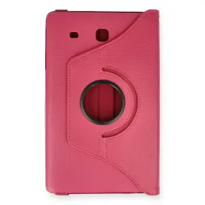 Galaxy T560 Tab E 9.7 Kılıf 360 Tablet Deri Kılıf - Pembe