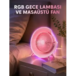 Gece Lambalı Renk Değiştiren Masaüstü Fan