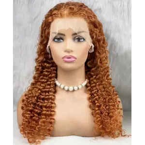 Gerçek Front Lace Tül Peruk / Afro Daalı / Bakır 70/75cm