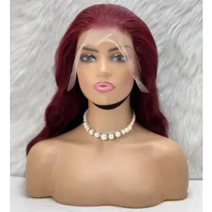 Gerçek Front Lace Tül Peruk / Daalı / Koyu Kızıl 70/75cm