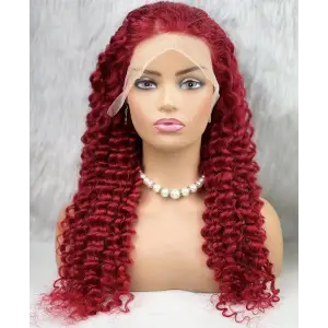Gerçek Front Lace Tül Peruk / Derin Daalı / Kızıl 70/75cm