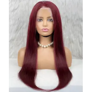 Gerçek Front Lace Tül Peruk / Düz / Koyu Kızıl 70/75cm