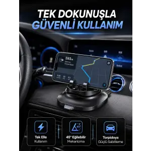 Gizlenebilir Telefon Numaralı Araç İçi Telefon Tutucu Torpido Üstü Telefon Standı