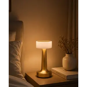 Gold Kare LED Masa Lambası Şarjlı Dimmer Kontrollü Dekoratif Işık
