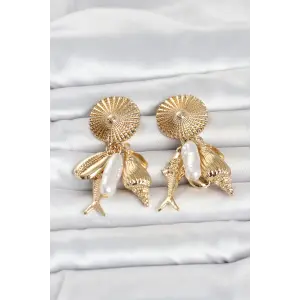 Gold Renk Deniz Temalı Vintage Kadın Küpe