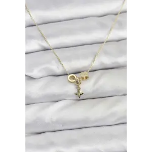 Gold Renk Pirinç Minimal Charmlı Kadın Kolye