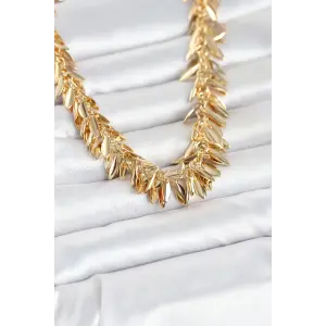 Gold Renk Pirinç Saçaklı Kadın Kadın Kolye