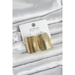Gold Renk Pirinç Vintage Esintili Statement Küpe