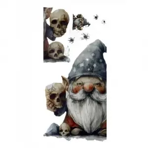 Gotik Cüce ve Kafatası Halloween Duvar Sticker Seti