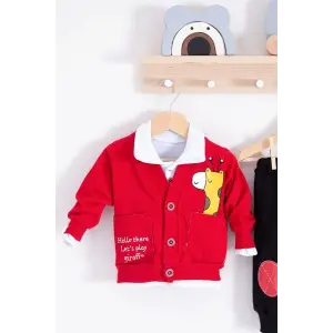 Graffe Zürafa Desenli 3lü Erkek Bebek Takımı