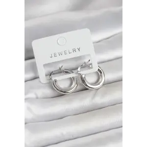 Gümüş Renk Pirinç Halka 20 mm Kadın Küpe