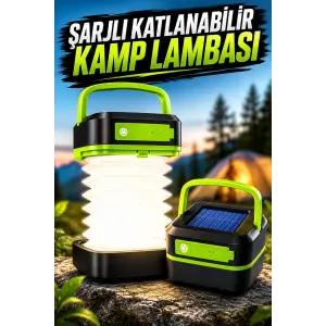 Güneş Enerjili Led Lamba Kamp Lambası Katlanabilir Lamba USB Şarjlı